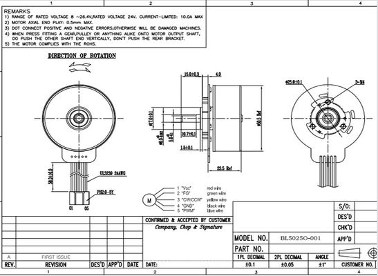 12V 24V Mini High Torque BLDC Motor Mascherino senza spazzole